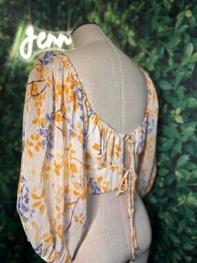 Floral Puff Sleeve Crop Top | Cottagecore Top | Boho Floral Blouse | Summer